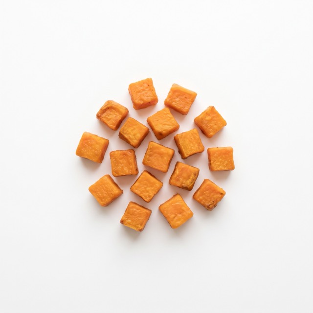 Sweet potato pieces cut for a nine-month-old